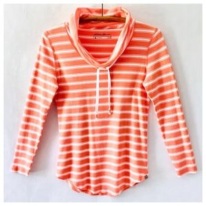 Eddie Bauer Orange White Striped Long Sleeve Tunic Top